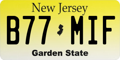NJ license plate B77MIF