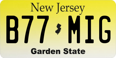 NJ license plate B77MIG