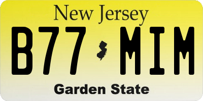 NJ license plate B77MIM
