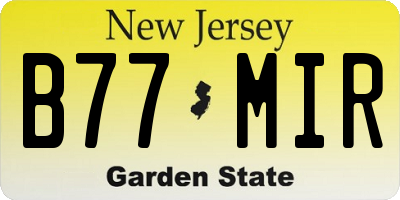 NJ license plate B77MIR