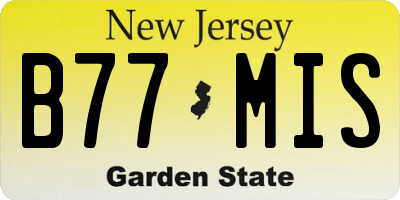 NJ license plate B77MIS