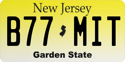 NJ license plate B77MIT
