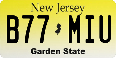 NJ license plate B77MIU