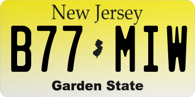 NJ license plate B77MIW
