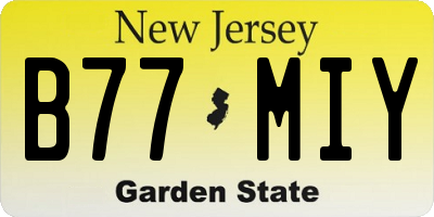 NJ license plate B77MIY