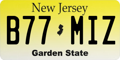 NJ license plate B77MIZ