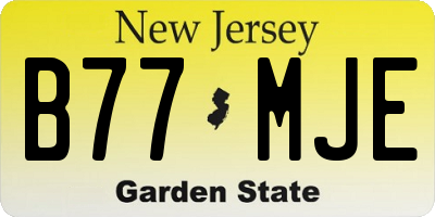 NJ license plate B77MJE