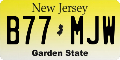 NJ license plate B77MJW