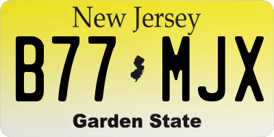 NJ license plate B77MJX