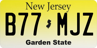 NJ license plate B77MJZ