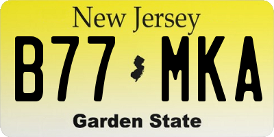NJ license plate B77MKA