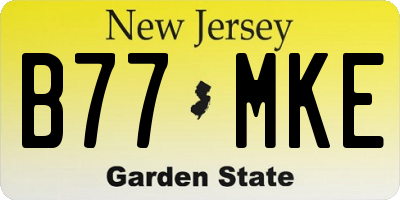 NJ license plate B77MKE