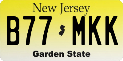 NJ license plate B77MKK