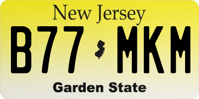 NJ license plate B77MKM