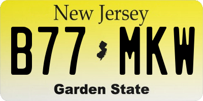 NJ license plate B77MKW