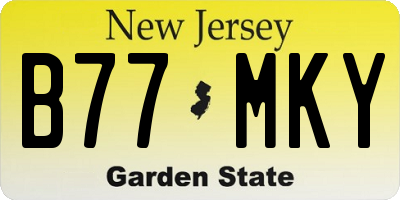 NJ license plate B77MKY