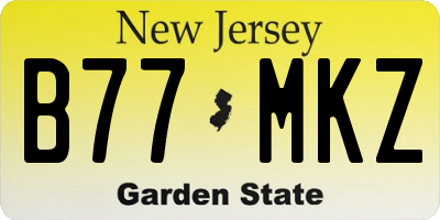 NJ license plate B77MKZ