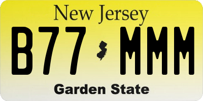 NJ license plate B77MMM