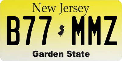 NJ license plate B77MMZ