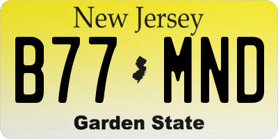 NJ license plate B77MND