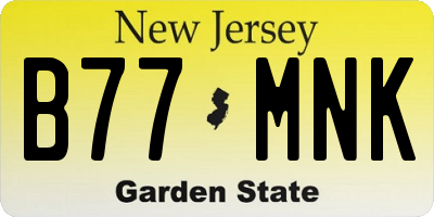 NJ license plate B77MNK