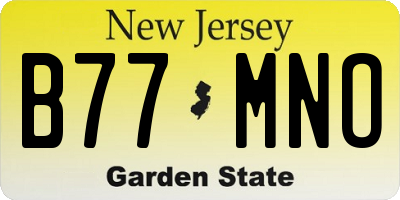 NJ license plate B77MNO
