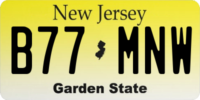 NJ license plate B77MNW