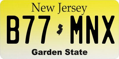 NJ license plate B77MNX