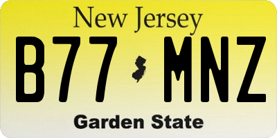 NJ license plate B77MNZ