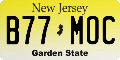 NJ license plate B77MOC
