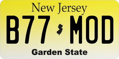 NJ license plate B77MOD