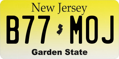 NJ license plate B77MOJ