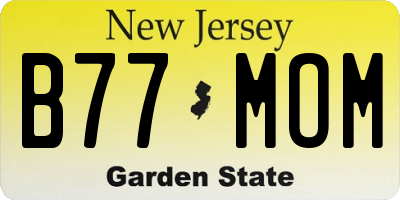 NJ license plate B77MOM