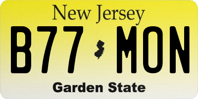 NJ license plate B77MON