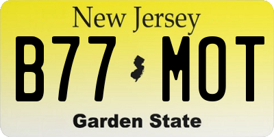NJ license plate B77MOT