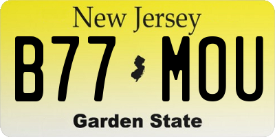 NJ license plate B77MOU