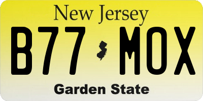 NJ license plate B77MOX