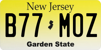 NJ license plate B77MOZ