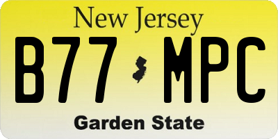 NJ license plate B77MPC