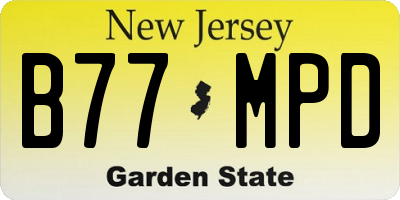 NJ license plate B77MPD