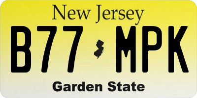 NJ license plate B77MPK