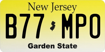 NJ license plate B77MPO