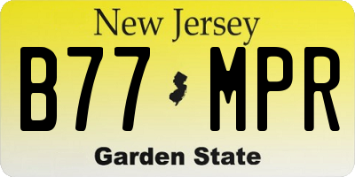 NJ license plate B77MPR