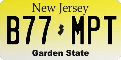 NJ license plate B77MPT