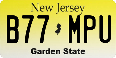 NJ license plate B77MPU