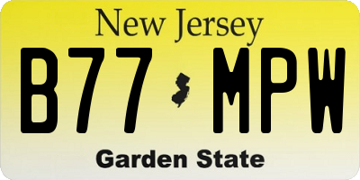 NJ license plate B77MPW