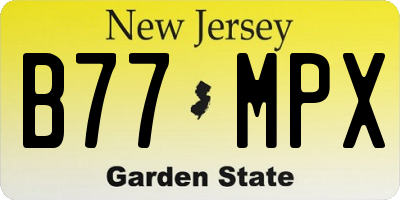 NJ license plate B77MPX