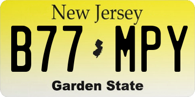 NJ license plate B77MPY