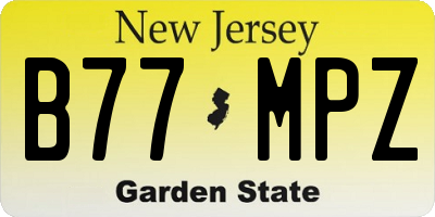 NJ license plate B77MPZ