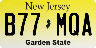 NJ license plate B77MQA